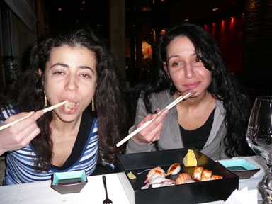 Rumi and Kami in Sasa sushi